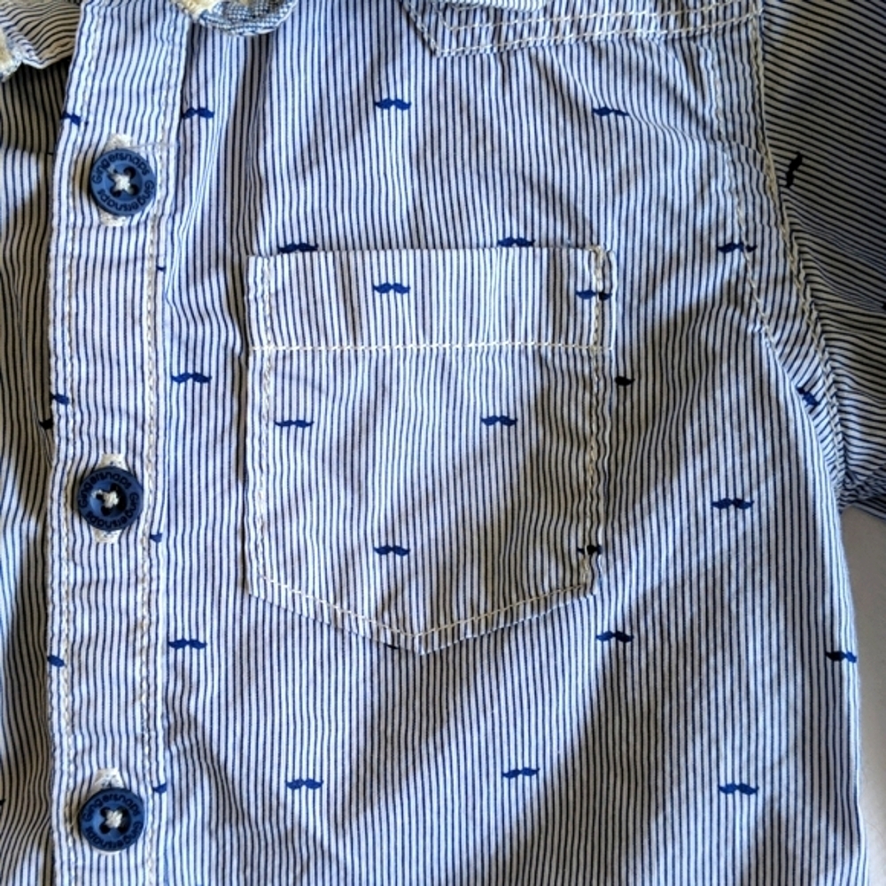 gingersnaps moustache print button down dress shirt 12 months baby boy - Picture 5 of 7